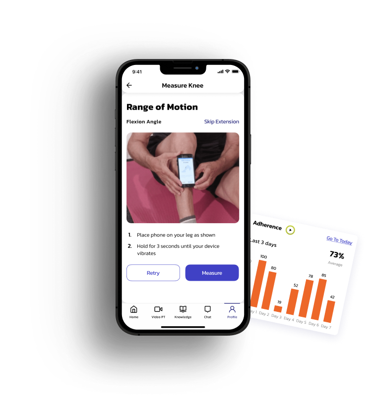 Employee measuring range of motion progress using Curovate app for workplace injury prevention